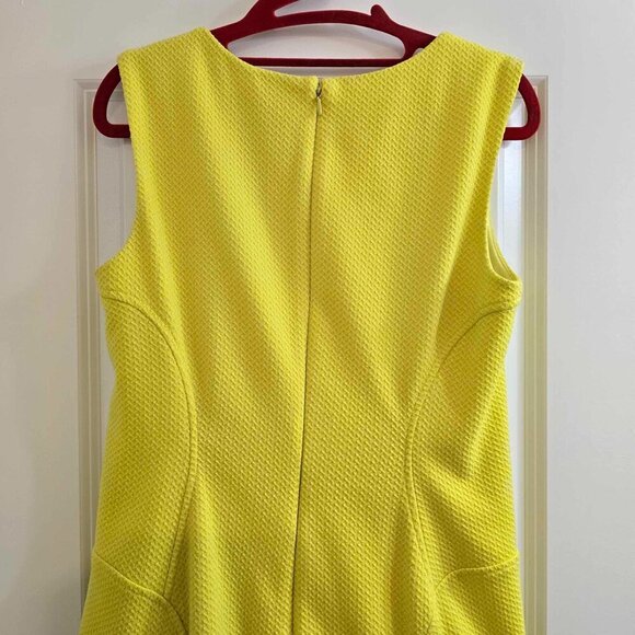 Betsey Johnson Dress - Yellow Textured Knit Stretch with Ruffle Hem - Picture 9 of 10